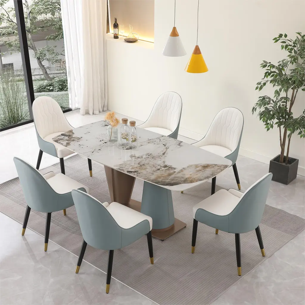 71 Inch Pandora Sintered Stone Dining Table 6 Chairs montary