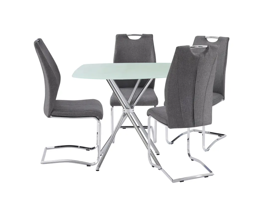 5-Piece 36 Inch Contemporary Gray Metal Dining Set - Elegant Square Table and Chairs new spec furniture