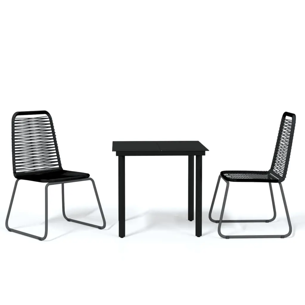 3 Piece Black Patio Dining Set Outdoor Entertaining