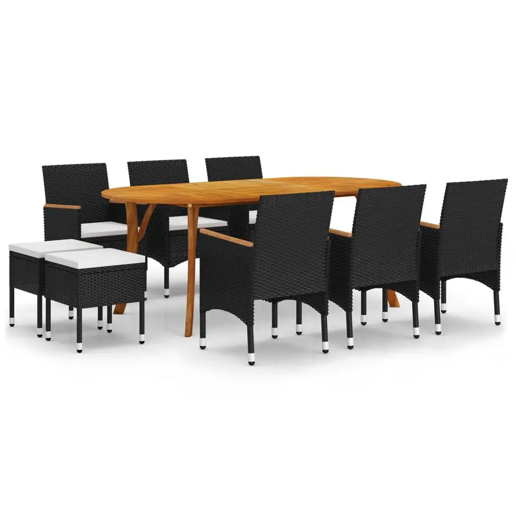 9 Piece Black Patio Dining Set Outdoor Table and Chairs