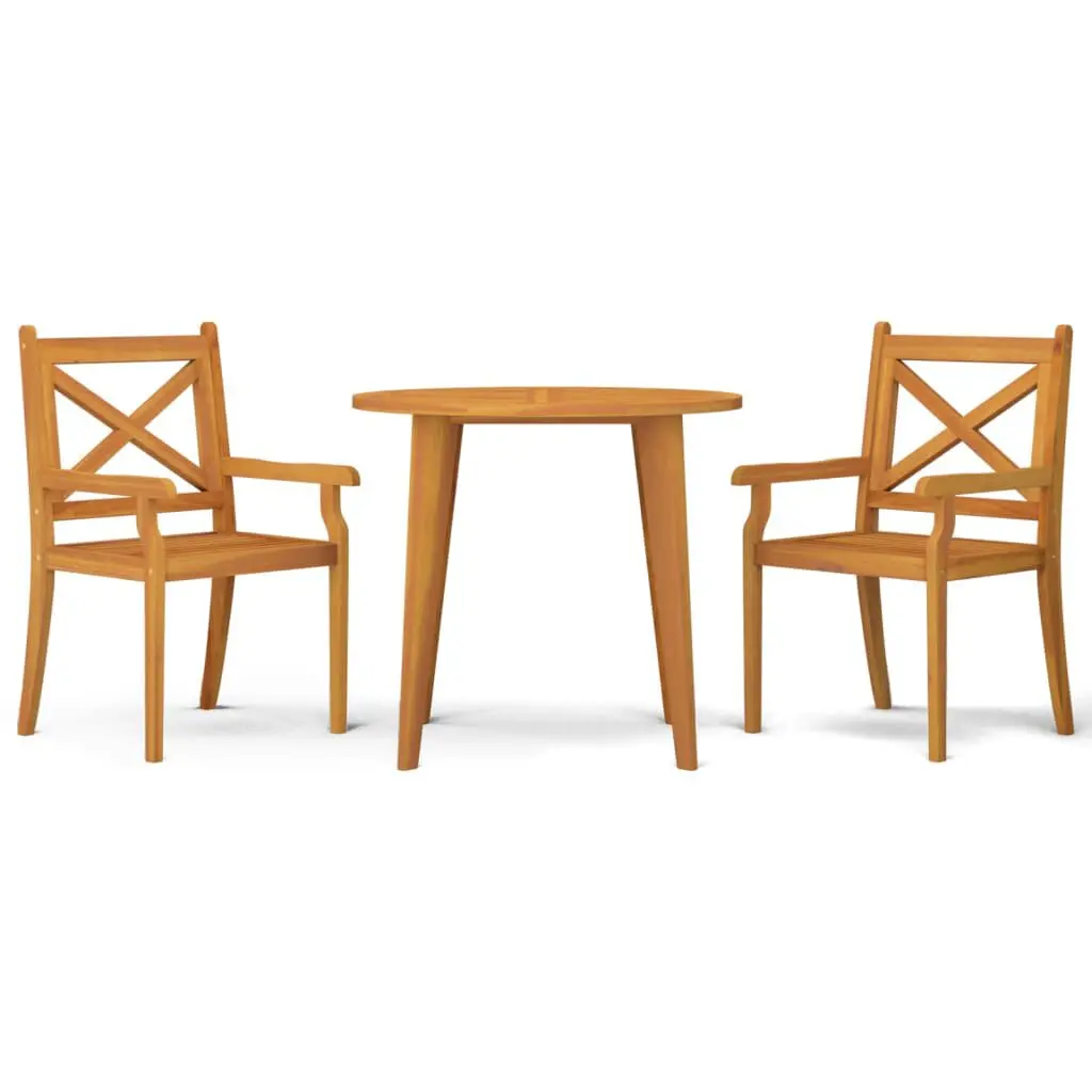 3 Piece Patio Dining Set Solid Wood Acacia Outdoor Furniture