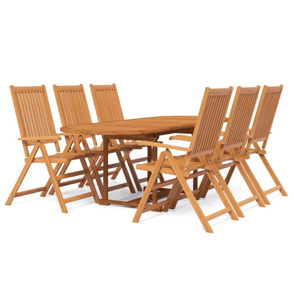 7 Piece Patio Dining Set Solid Wood Acacia Outdoor Furniture Table and Chairs