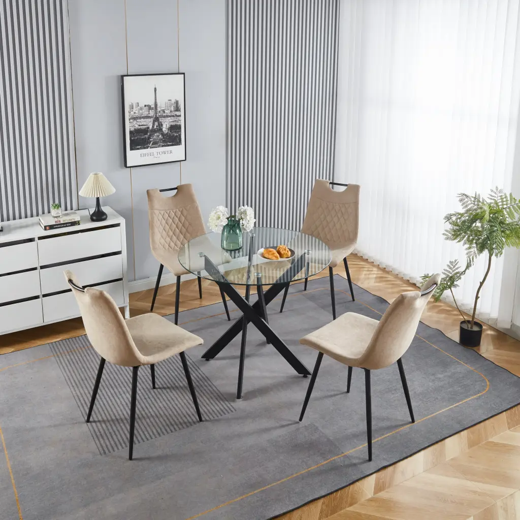 4-5 Piece Dining Set Table Metal Leg Mid Century Dining Table 4 rnb