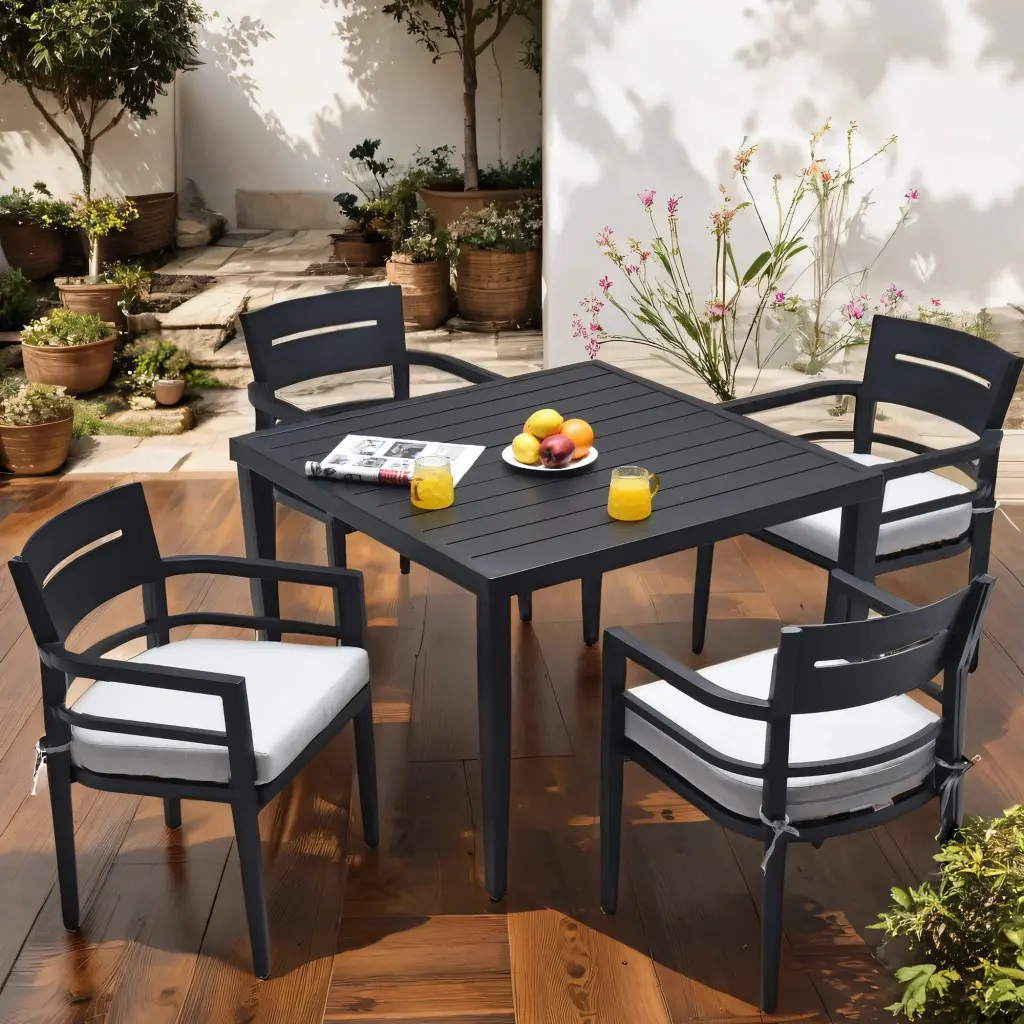 5 Piece Outdoor Patio Dining Set - Modern Aluminum Furniture Garden rnb