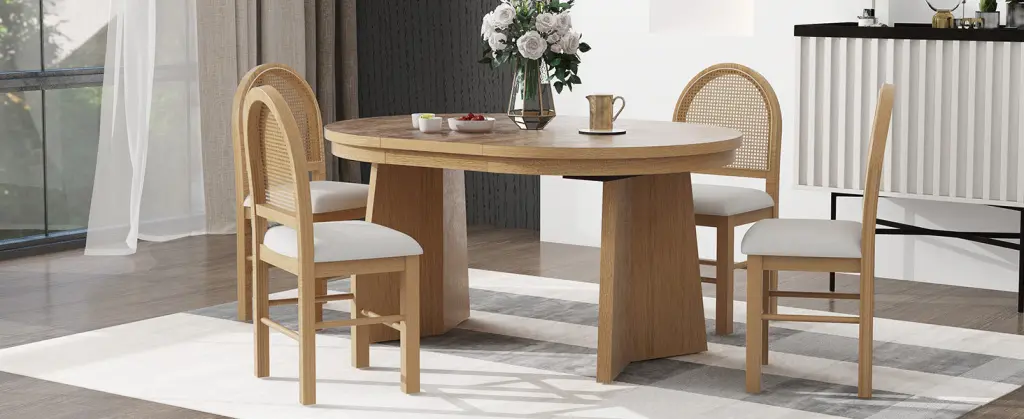 5 Piece Retro Dining Set - Extendable Table & Chairs - Practical Design rnb