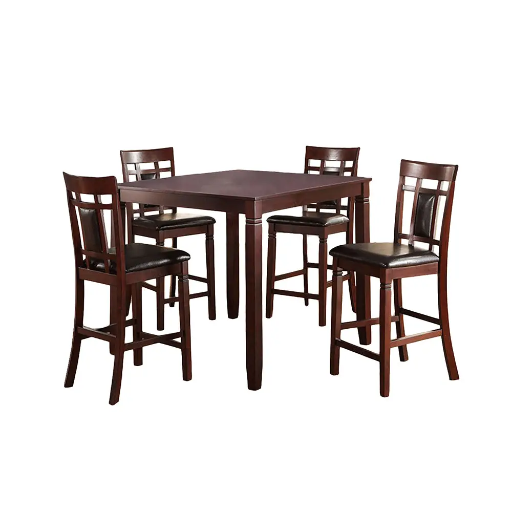 5 Piece Counter Height Dining Set Dark Brown Seats 4 Kitchen Table simple relax
