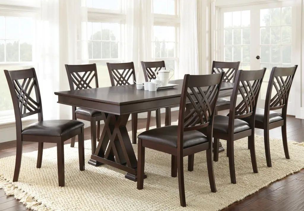 Adrian 9 Piece Dining Set Dark Brown Timber steve silver furniture