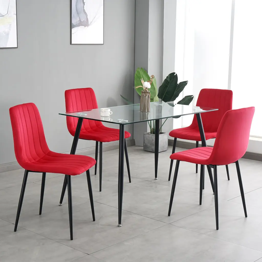 Table And Chair Set Clear Tempered Crystal Top 4 Chairs youngmagic