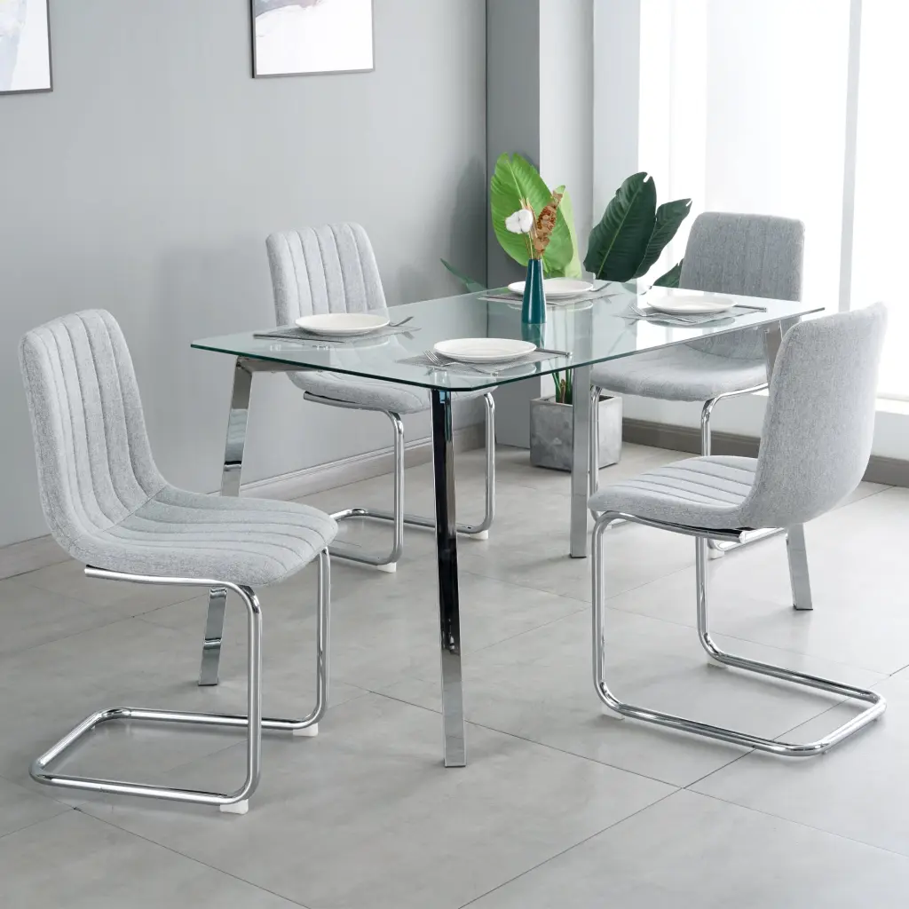 Table and Chair Set One Table and Four Chairs Clear Tempered Crystal youngmagic