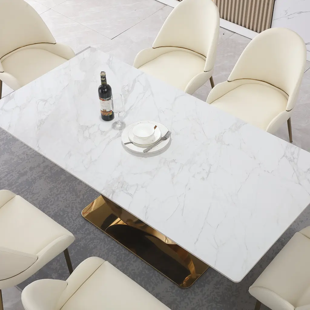 Fashion Dining Table Base Only White Sintered Marble Modern Dining Room montary