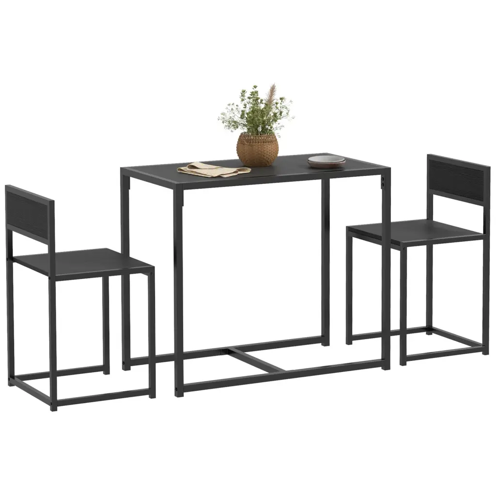 Homcom 3 Piece Industrial Dining Table Set 2 Kitchen Table And Chairs aosom business