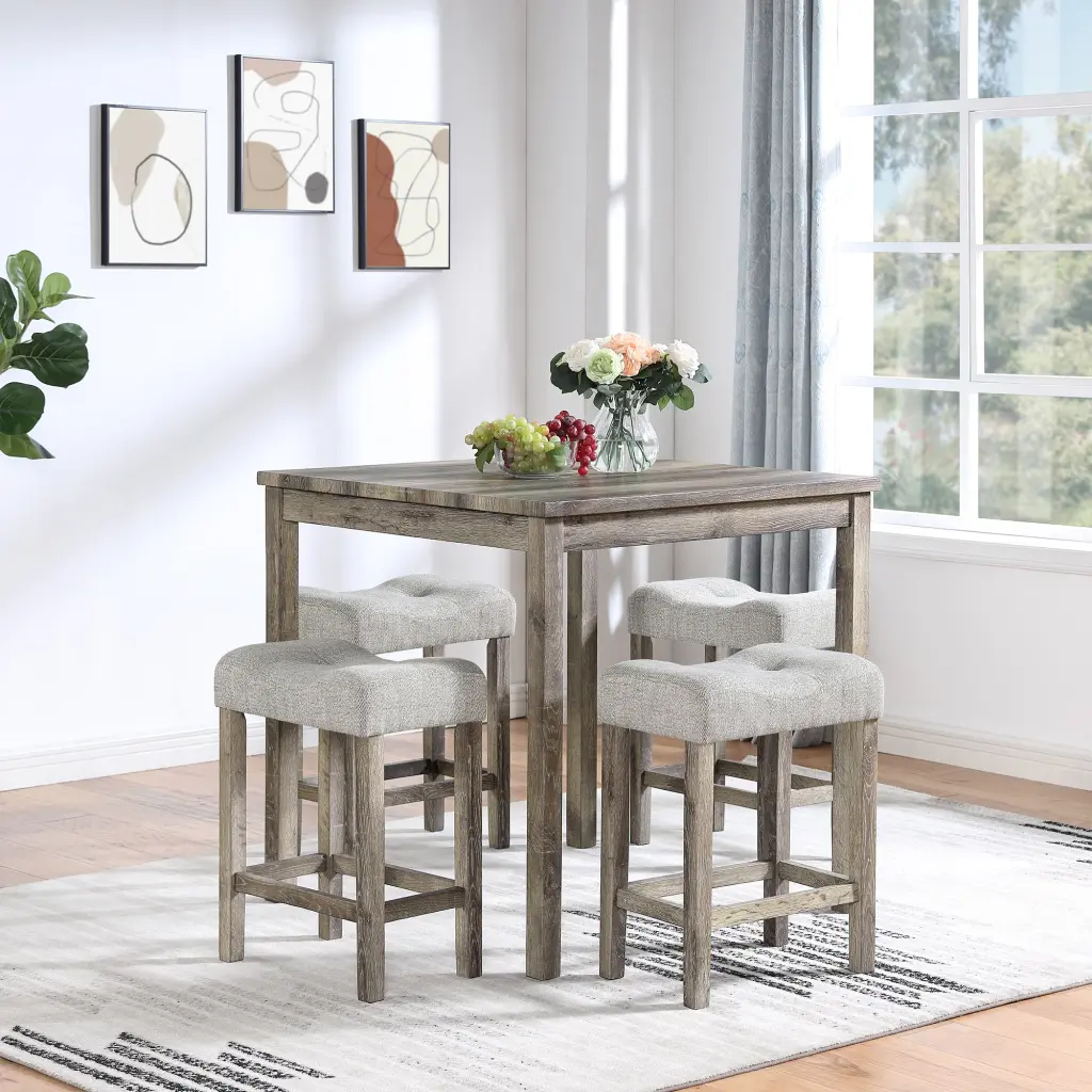 5 Piece Dining Table Set Bar Table And Chairs Industrial Style Kitchen Set chuangyuan wood industry