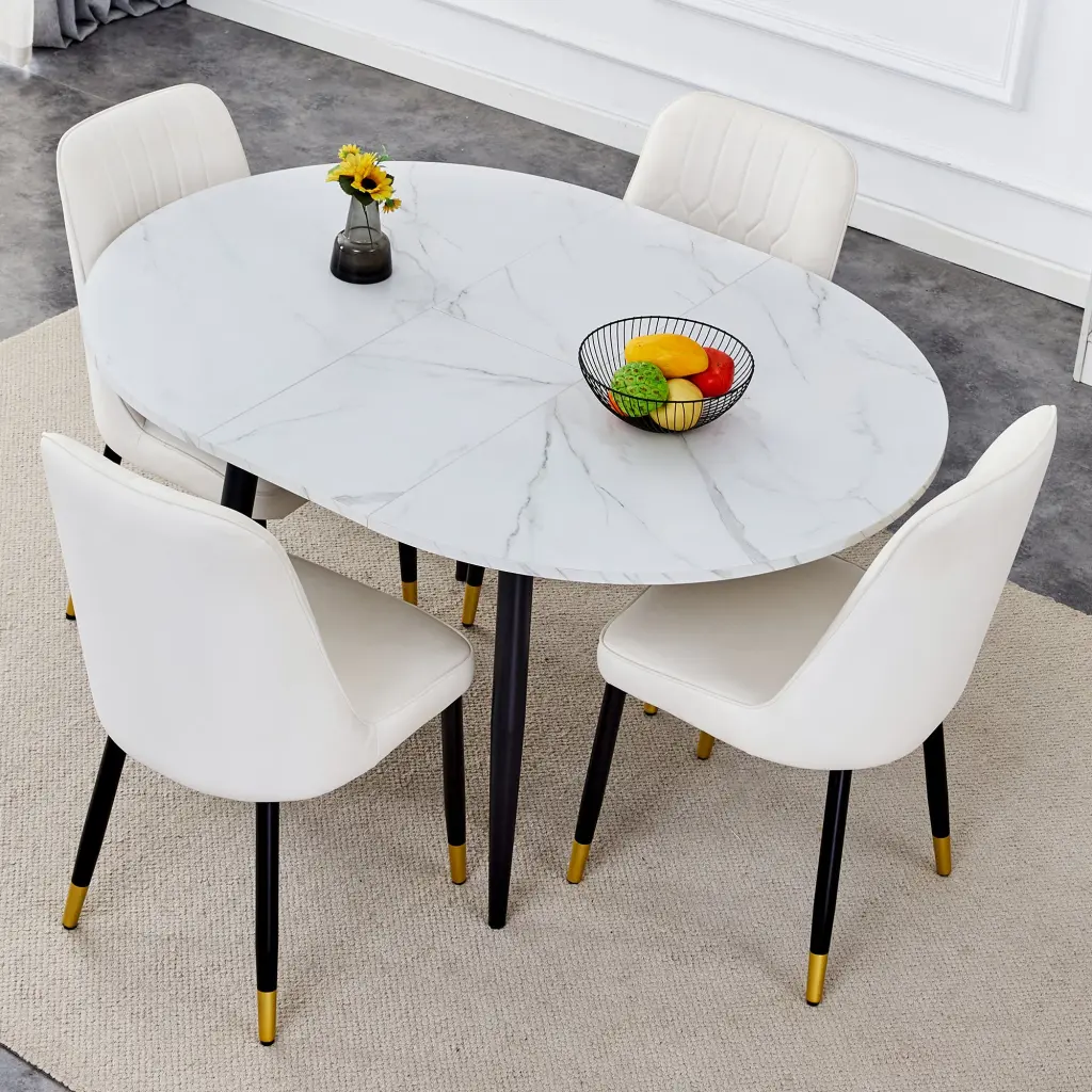 Modern Extendable MDF Dining Table And Chair Set droom w-1151