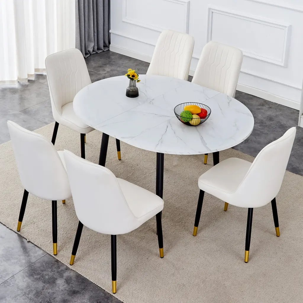 Modern Extendable MDF Dining Table And Chair Set droom w-1151