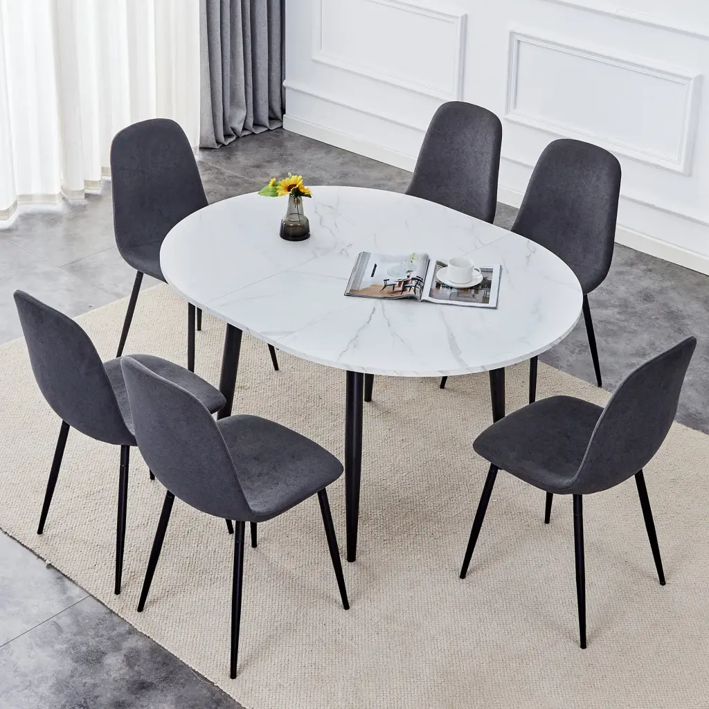 Modern Extendable MDF Dining Table and Chair Set Home droom w-1151