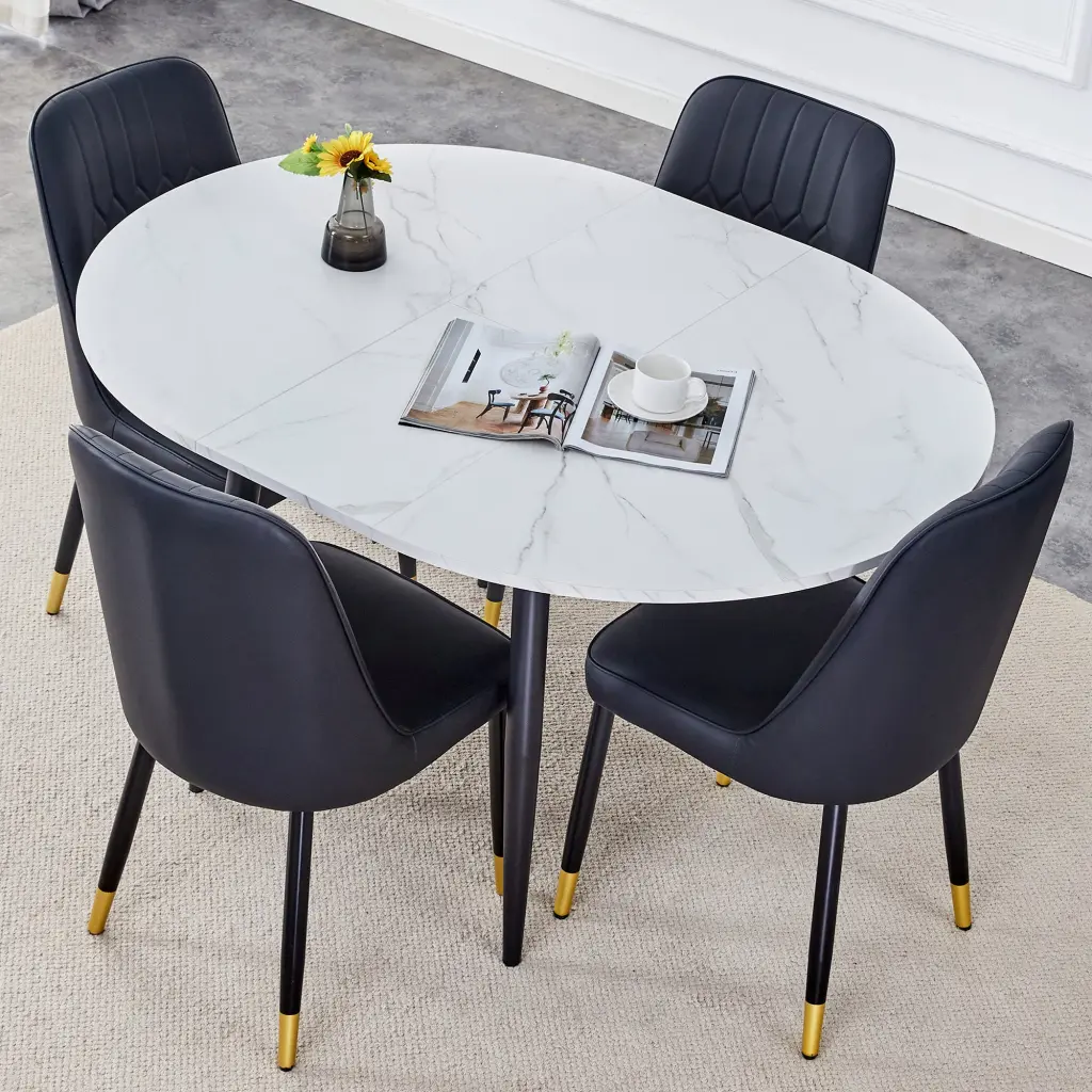 Modern Extendable MDF Dining Table And Chair Set Adjustable Size droom w-1151