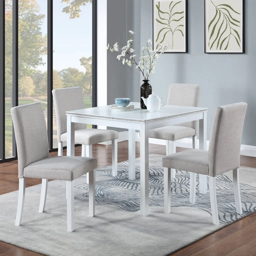 5 Piece Wooden Dining Table Set Kitchen Table Set Square Table and Chairs fullbarn e-commerce