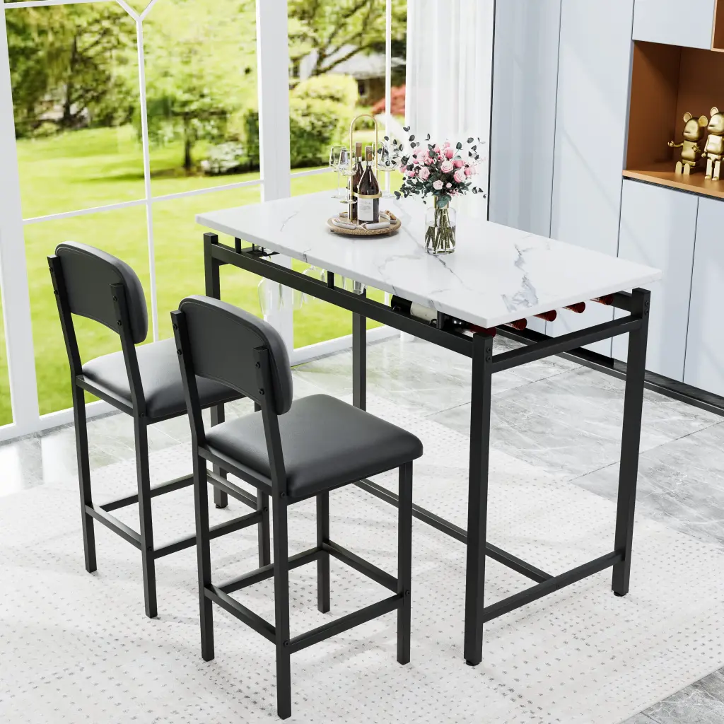 Kitchen Table Set 3 Piece Dining Table And Chairs 2 Compact Dining Room Furniture hs furniture