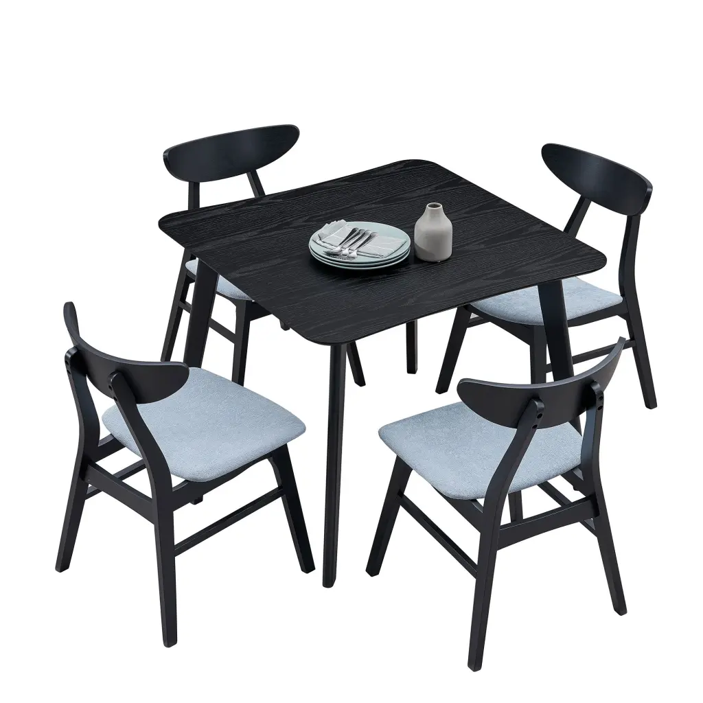 Modern Timberen Dining Table Set 4 Chairs Effortless Design Square justone