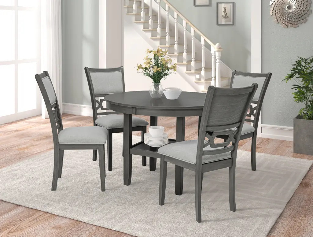 Beautiful Round 5 Piece Dining Table Set Lower Storage Shelves Dining Room kanepe