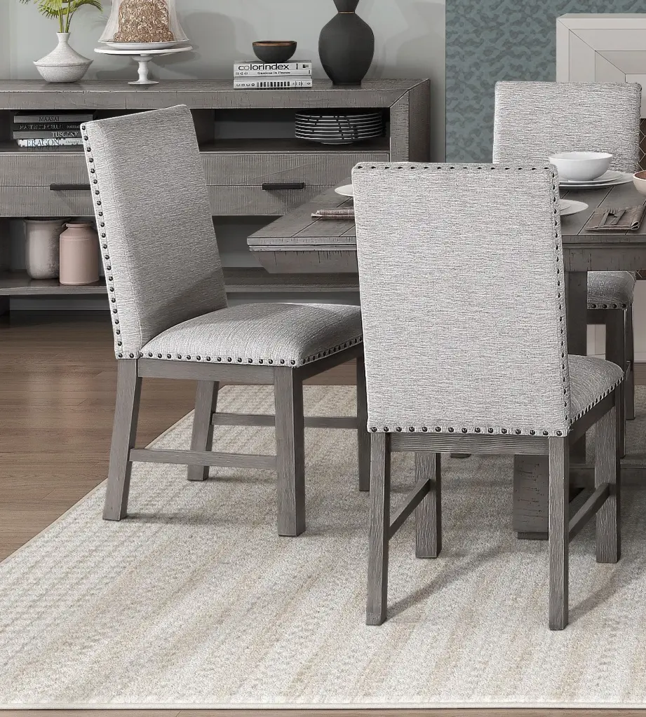 Rustic Design Dining Table 7Pc Set Gray Finish and Extension Leaf kanepe