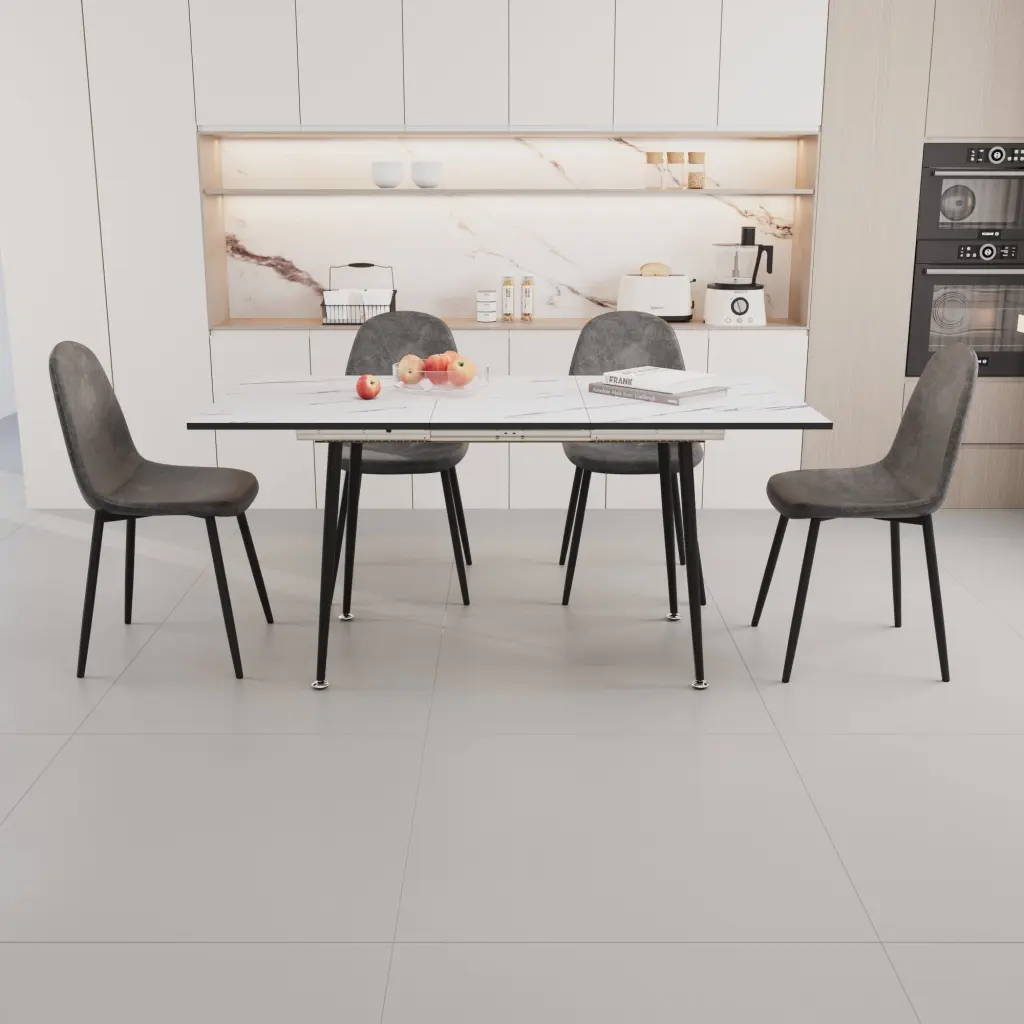 47 to 63 Inch Extendable MDF Modern Dining Table and Chair Set Home nuoli furniture