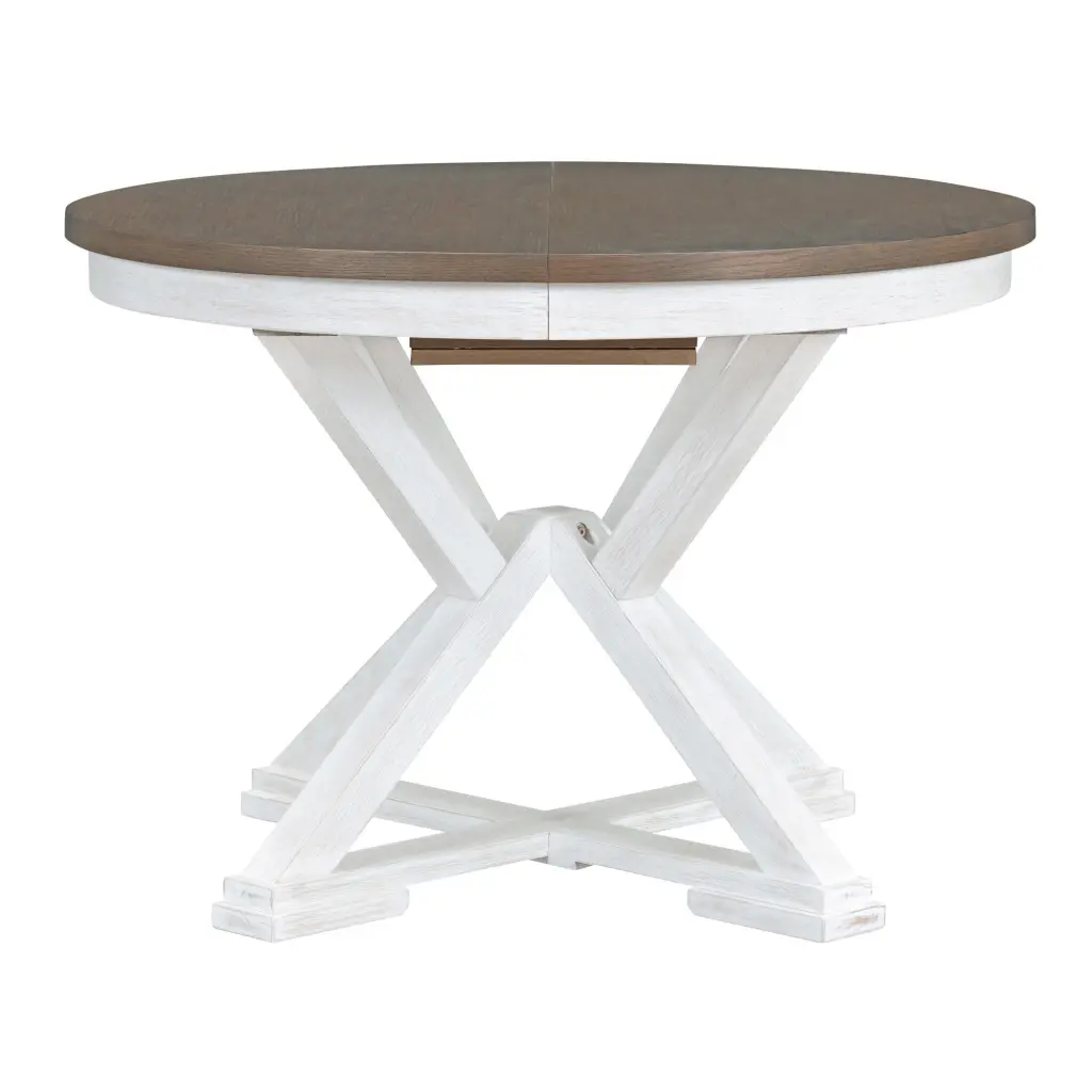 5 Piece Retro Practical Dining Table Set Extendable Round Table and 4 Chairs rnb
