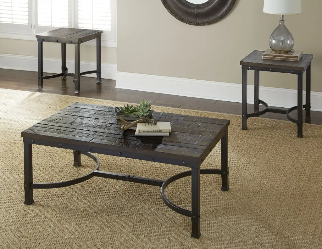 Ambrose 3 Piece Brown Timber Dining Table Set steve silver furniture