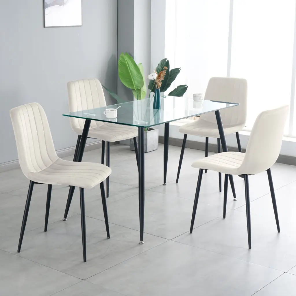 Table And Chair Set Clear Tempered Glass Table and Four Chairs youngmagic