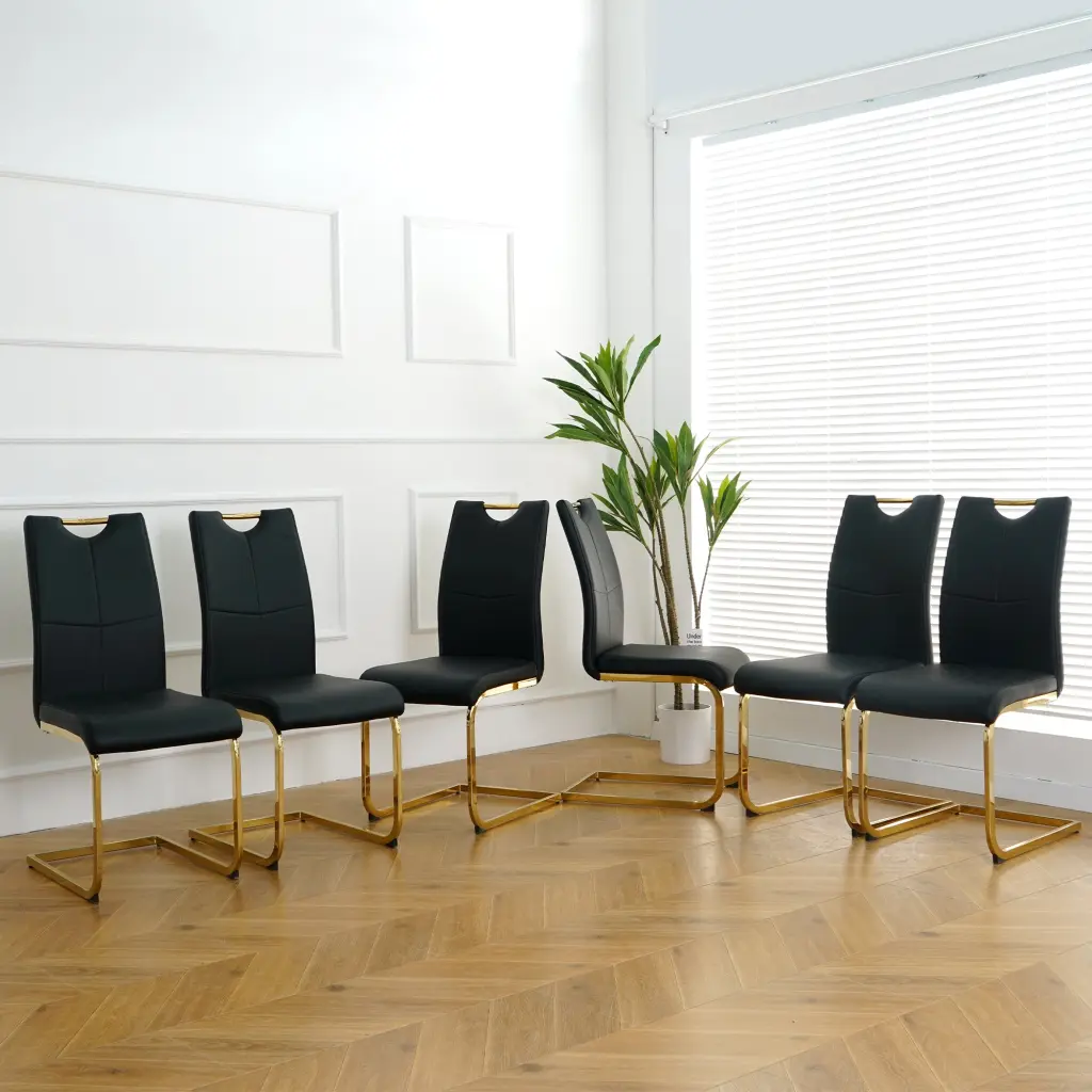 Modern Dining Table PU Cushion Seat Dining Chair Living Room Set Contemporary Kitchen Furniture youngmagic