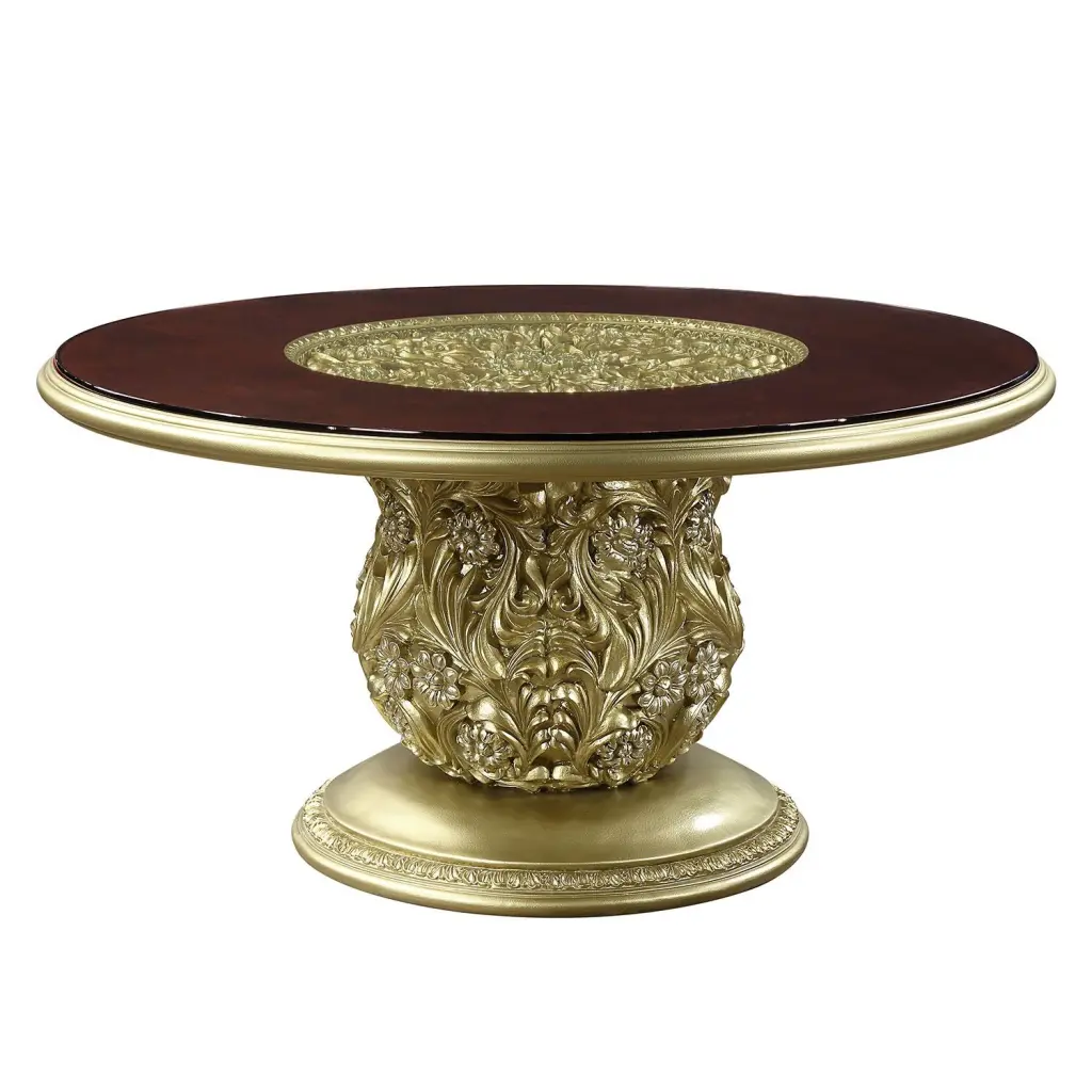 Cabriole Dining Table Gold Finish Dn01481 Gold Mdf acme onsite store