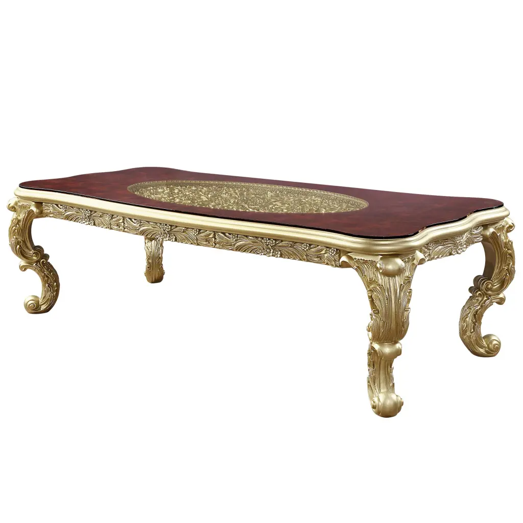 Cabriole Gold Finish Dining Table MDF Top acme onsite store