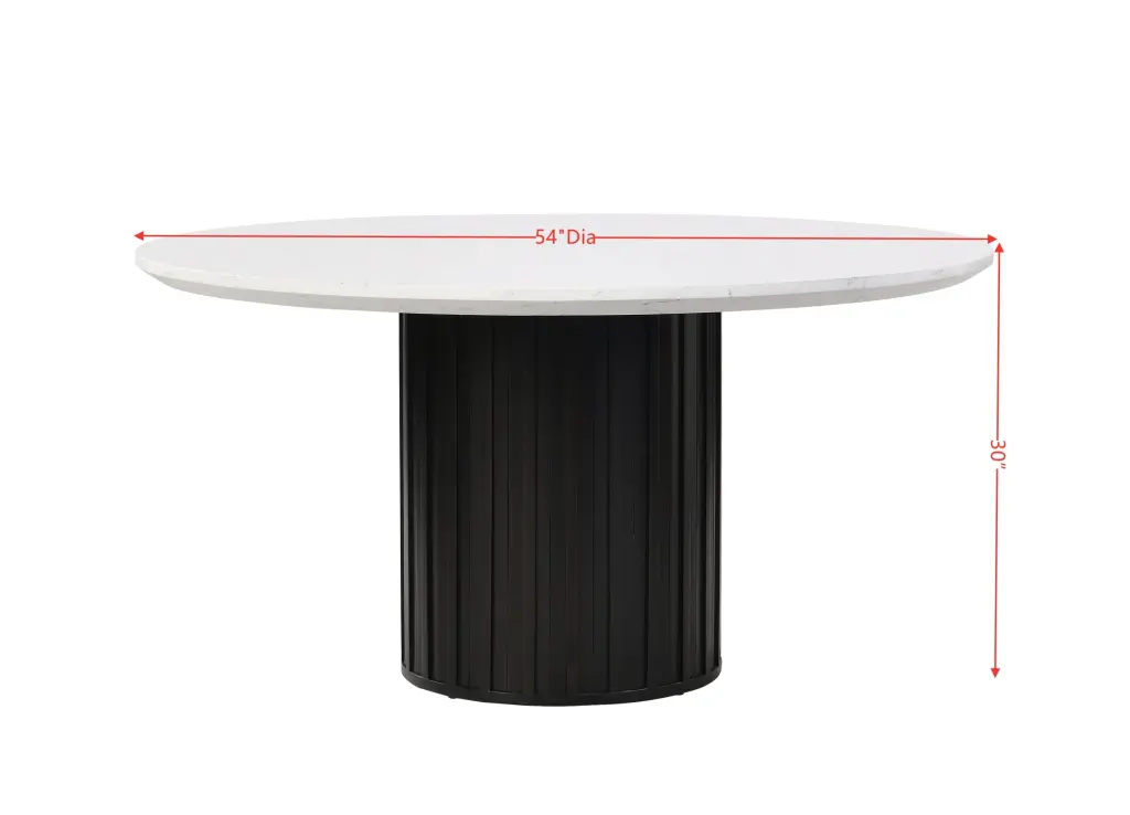 Jaramillo Round Dining Table Engineering Marble Top Black Finish acme onsite store