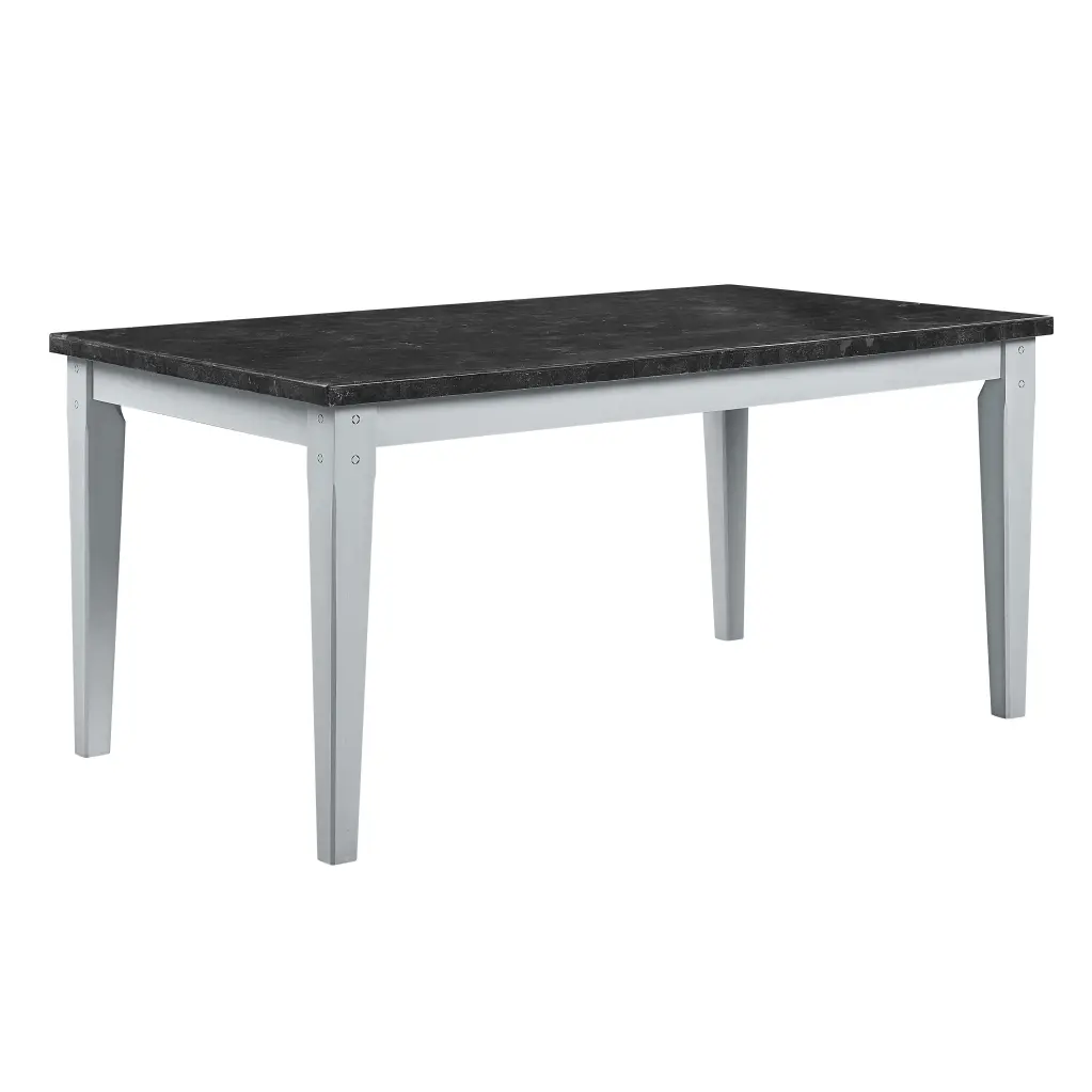 Lanton Dining Table Marble & Antique White Finish acme onsite store
