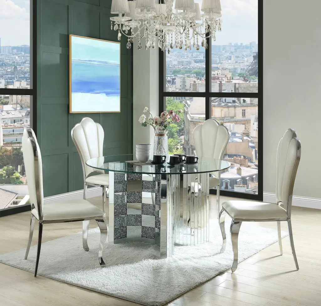 Noralie Dining Table Mirrored Top and Faux Gemstones acme onsite store