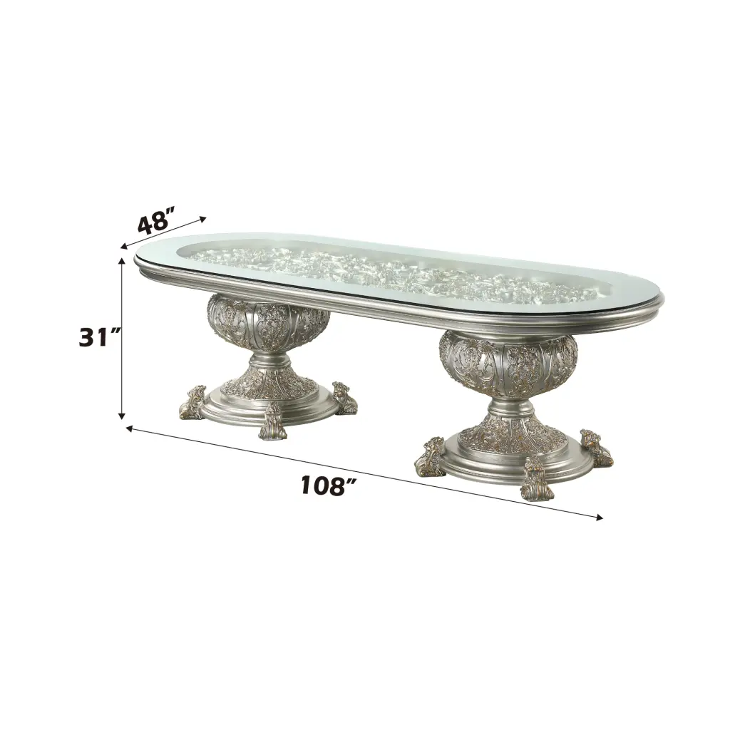Sandoval Dining Table Champagne Finish MDF Modern Kitchen Table acme onsite store