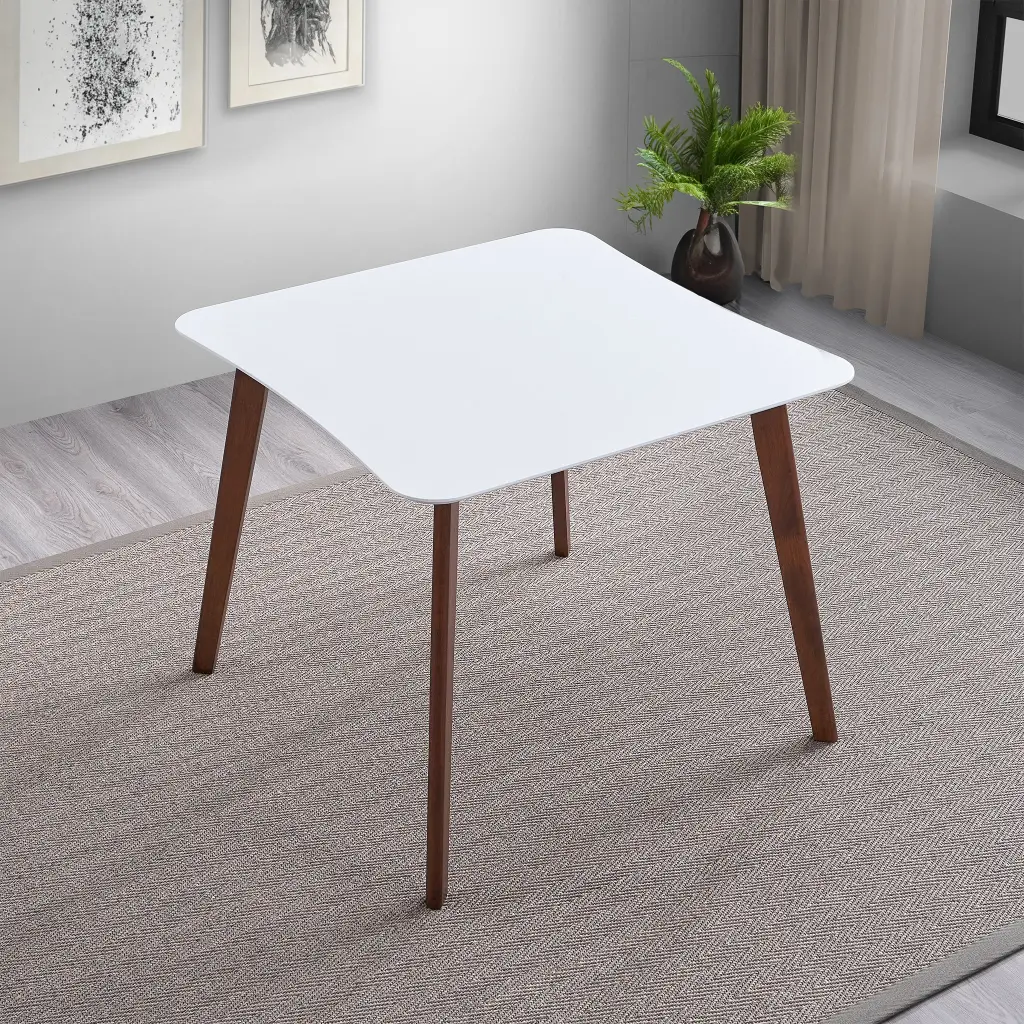 Benton Modern White Top Dining Table Brown Walnut Brown and White Seats 4 ashcroft furniture
