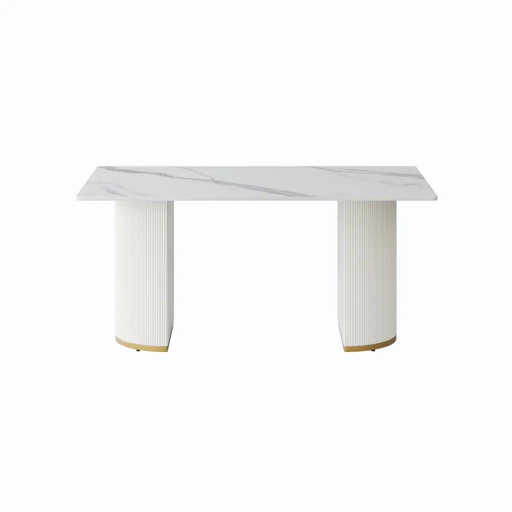 Dining Table Panel White Marble Modern Kitchen Table atunus