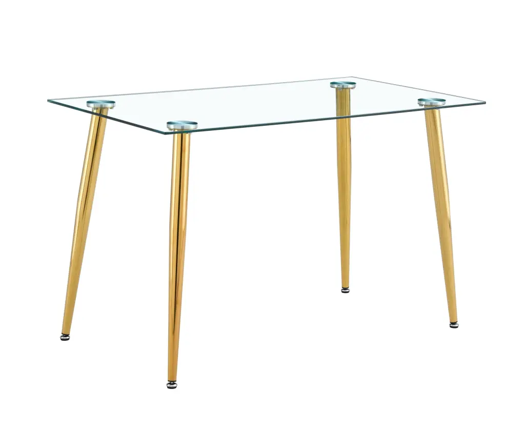 Modern Minimalist Rectangle Glass Dining Table Set 5 Transparent Glass Top d-n furniture