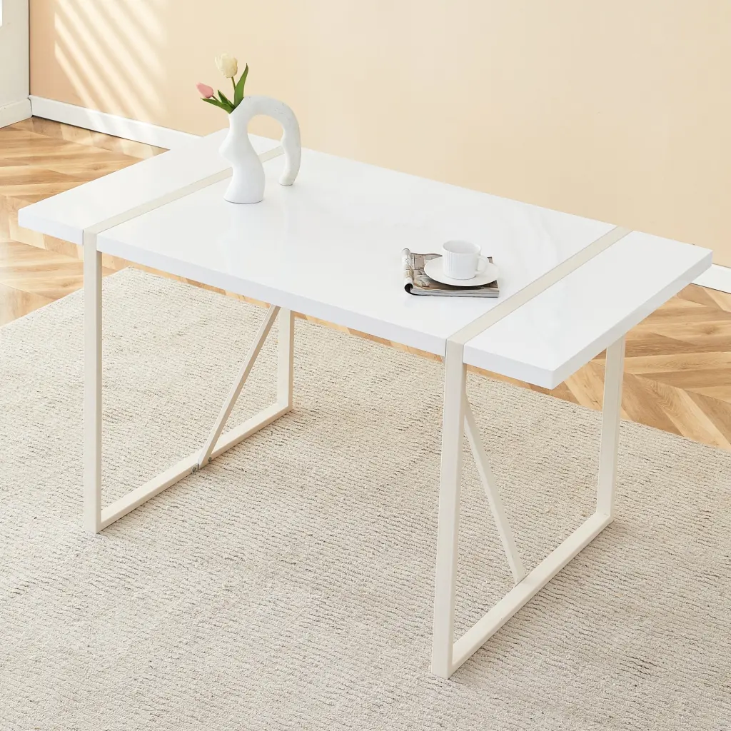 Industrial Rectangular Mdf Cream Style Dining Table 4-6 People droom w-1151