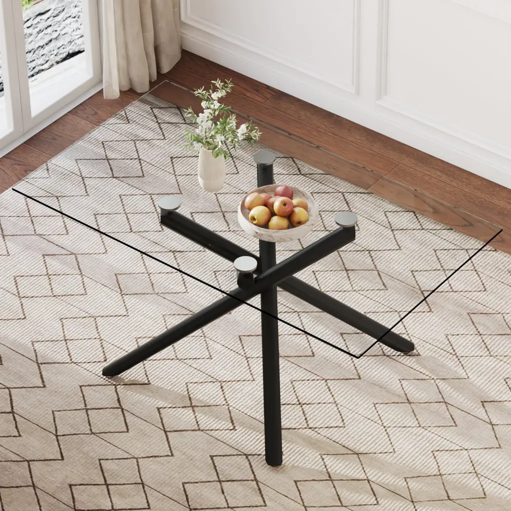 Large Modern Glass Dining Table - Rectangular Design Seats 6-8 People droom w-1151