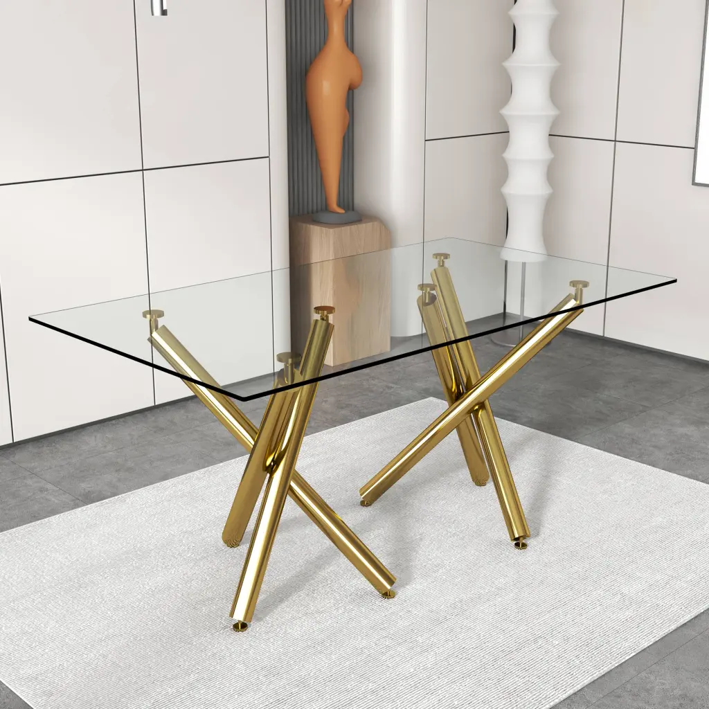 Large Modern Minimalist Rectangular Crystal Dining Table 6-8 People droom w-1151