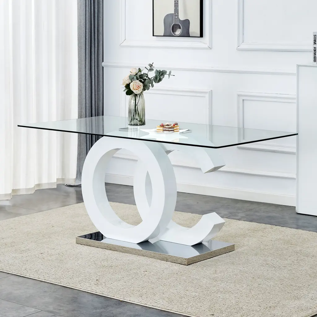 Large Modern Minimalist Rectangular Crystal Dining Table Suitable 6 People droom w-1151
