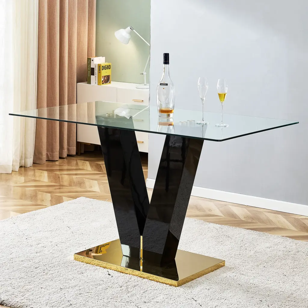 Large Modern Minimalist Rectangular Glass Dining Table 6-8 People droom w-1151