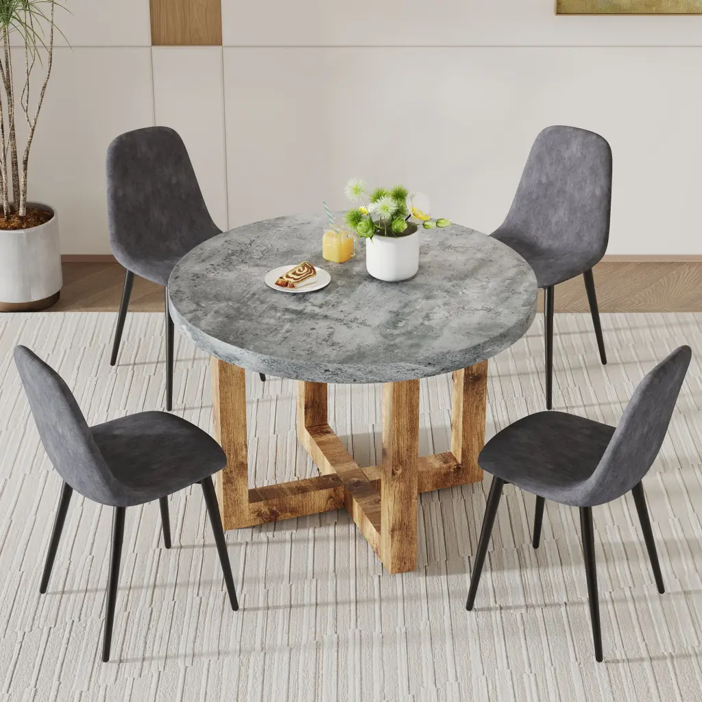 Modern Circular Dining Table MDF Top Functional Round Kitchen Table droom w-1151