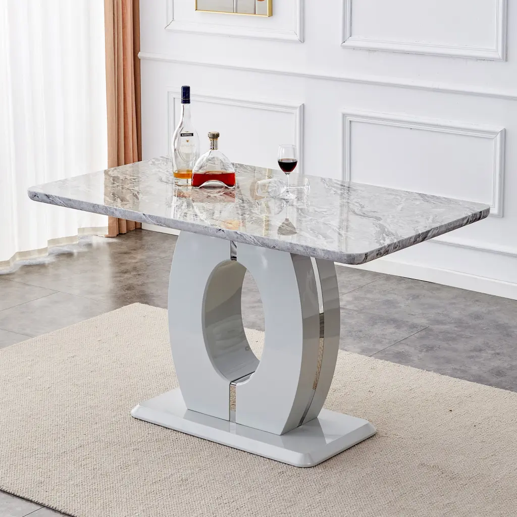 Modern Grey Imitation Marble Grain Dining Table Opulent Effortless Design droom w-1151