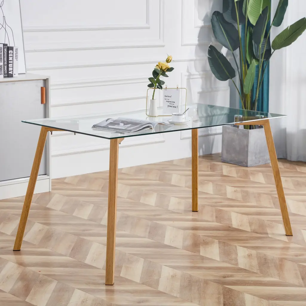 Glass Dining Table Modern Minimalist Rectangular 4-6 People furniture