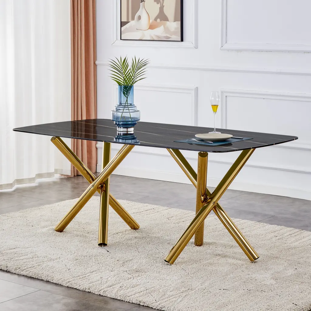 Large Modern Minimalist Rectangular Crystal Dining Table 0.39 Inch Fibertemp furniture