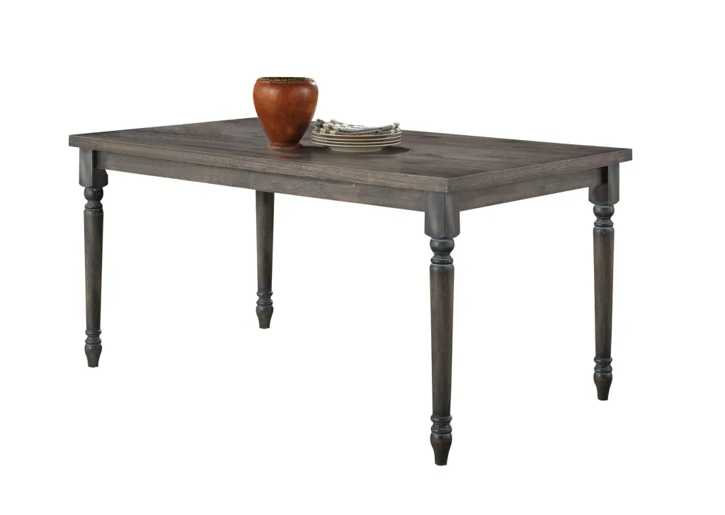Weathered Grey Dining Table Turned Legs Seats 6 Dining Room furniture max