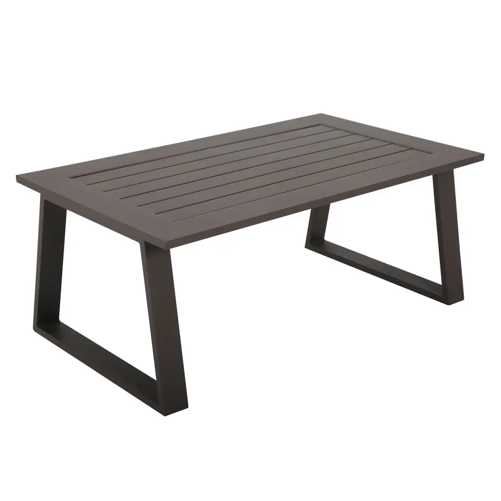 Hue Ado Outdoor Patio Home Decor Brown Cast Aluminum Modern Rectangular Dining Table gathercraft